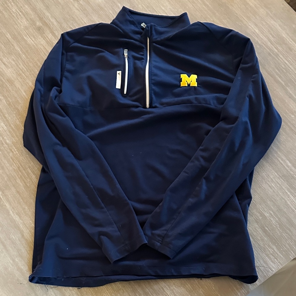 University of Michigan Navy Quarter-Zip Pullover with Yellow Logo
